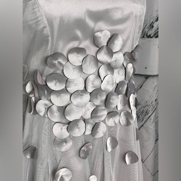 Ryu Tulle Mesh Dress w/Petal Trim Silver M - Picture 6 of 13